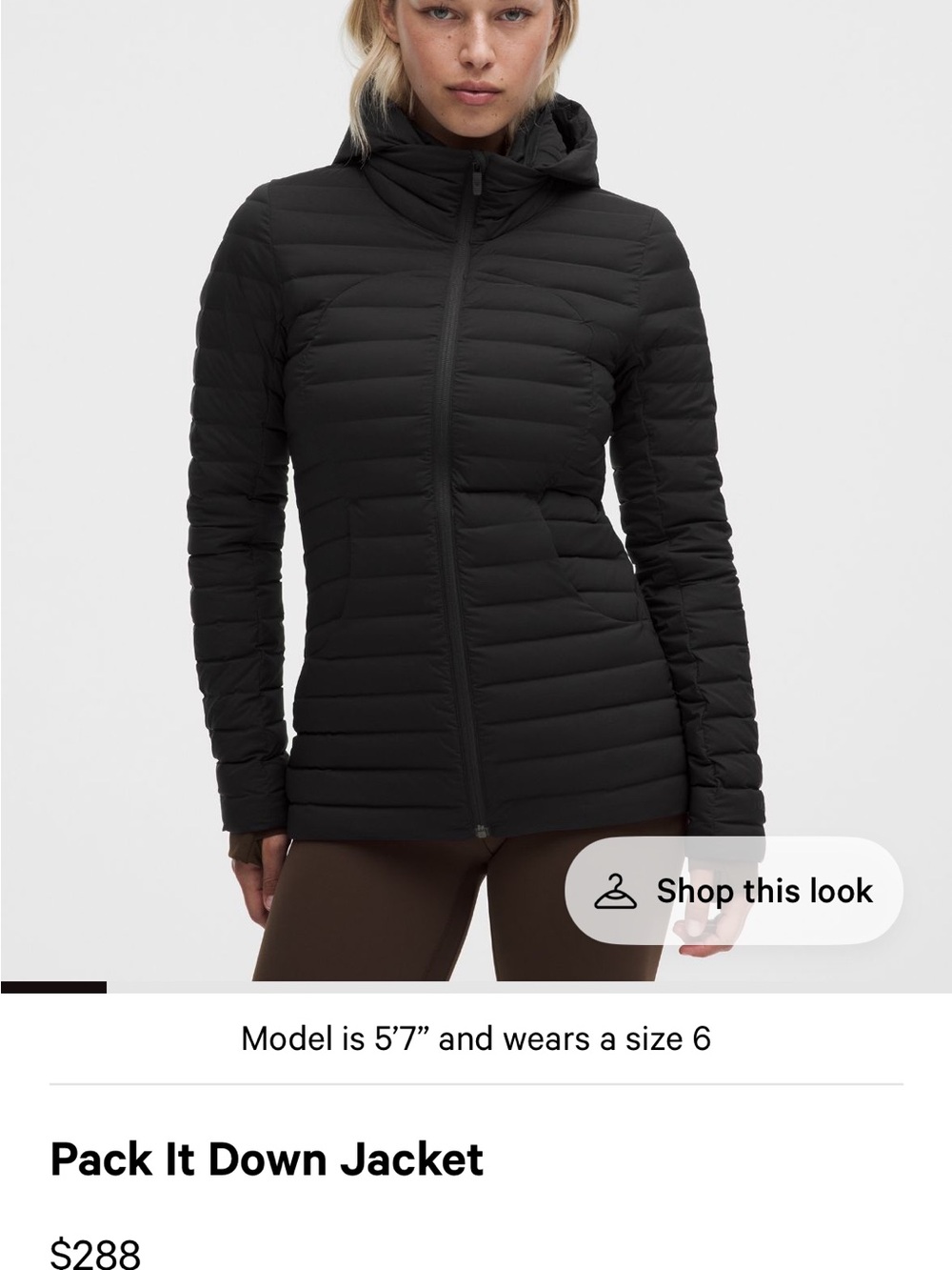 lululemon athletica Black Pack It Down Jacket